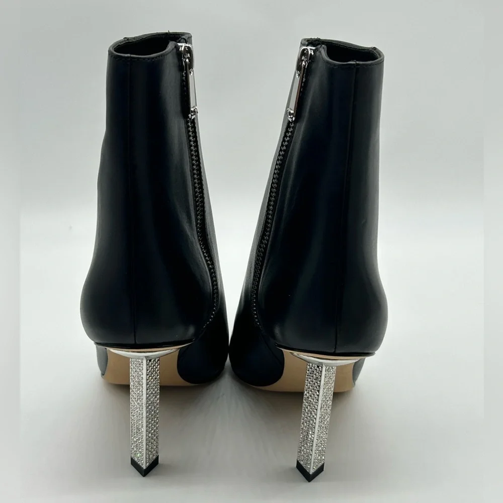 Michael Kors Halle Black Leather Bootie 7M | Crystal Stiletto Heel | New in Box - Picture 7 of 12